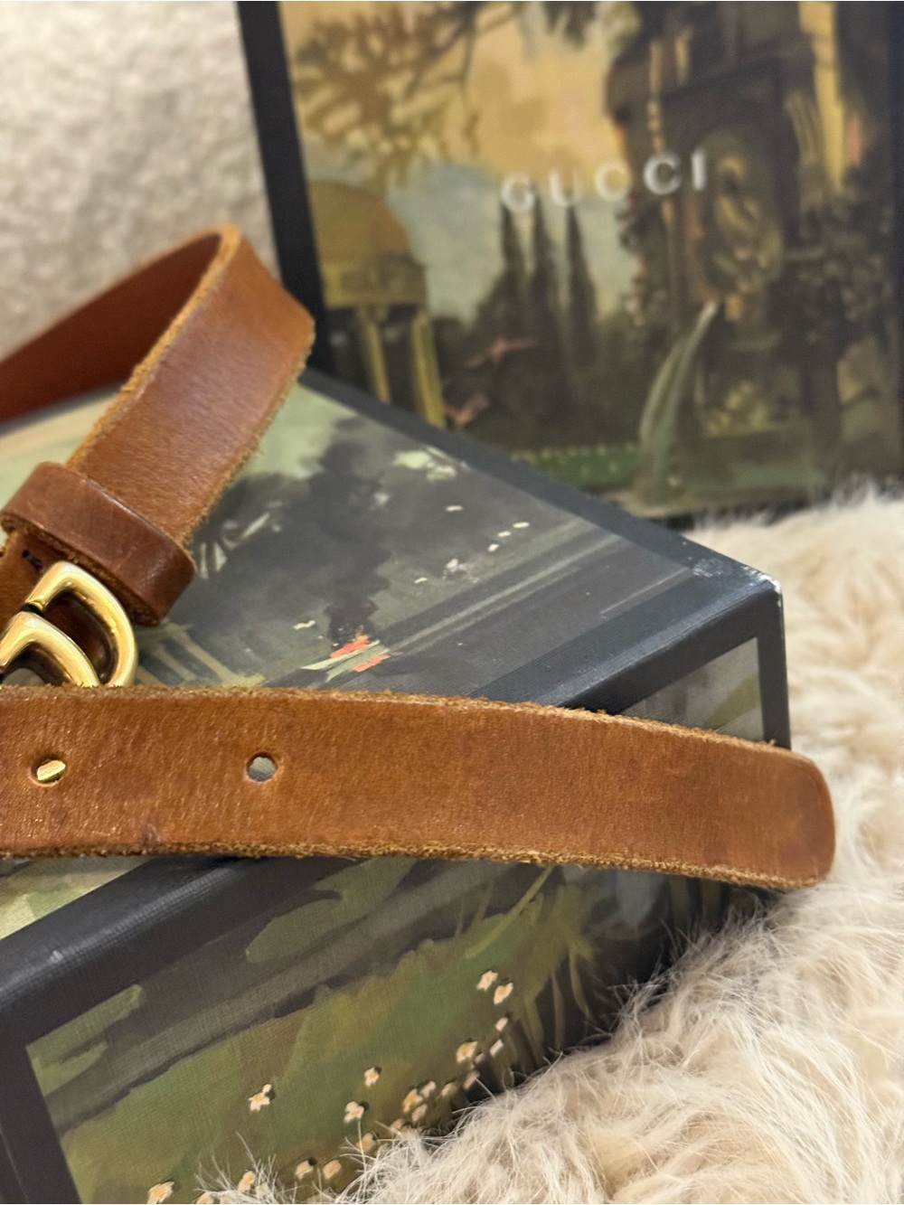 Gucci Brown Leather Belt with Gold Double G Buckle - Picture 5 of 8